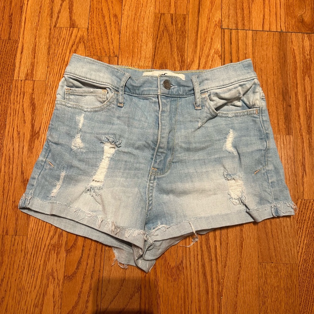 Hollister Light Blue Ripped Jean Shorts